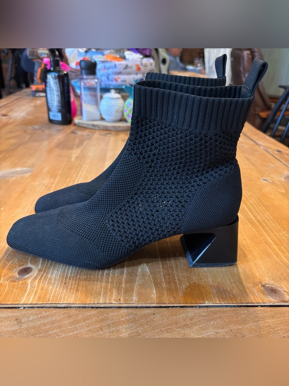 Vivaia womens knit square toe sock ankle boots black 39 US 8.5
